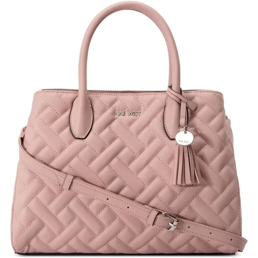 Women's Satchel Cotton Blend Lining Zip Closure Modern Pink Elegant Bag
